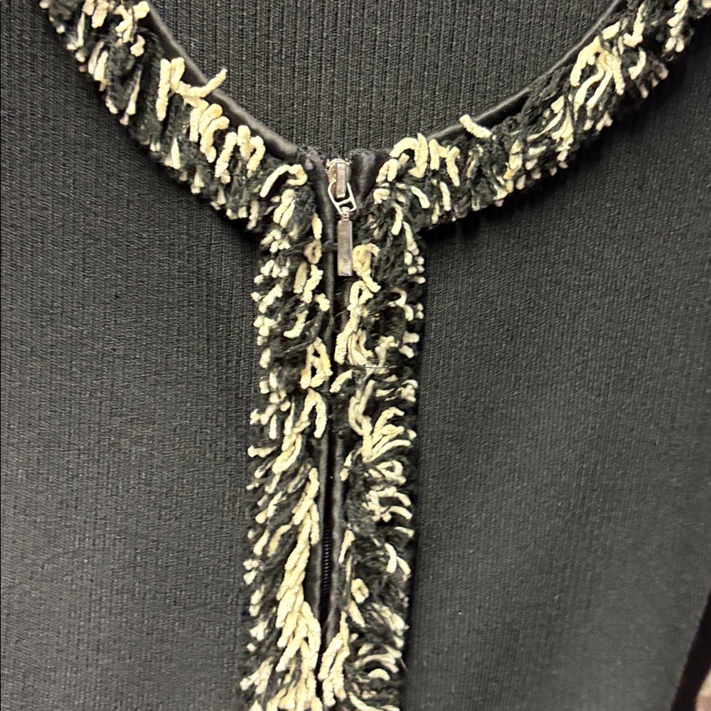 Cache brand - Woman sweater zip up with stretch fringe trim cardigan size L - Picture 3 of 10